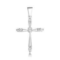 Gold 1/2 ct CZ Cross Pendant Necklace (Available in Yellow/Rose/White Gold)