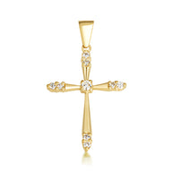 Gold 1/2 ct CZ Cross Pendant Necklace (Available in Yellow/Rose/White Gold)