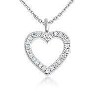 14K White Gold Diamond Heart Pendant Necklace