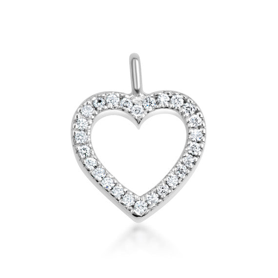 14K White Gold Diamond Heart Pendant Necklace