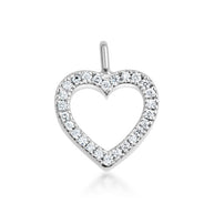 14K White Gold Diamond Heart Pendant Necklace