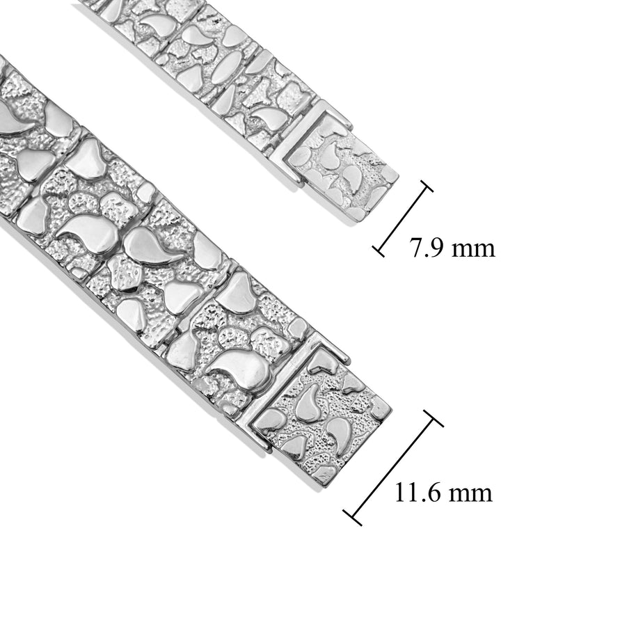 Solid .925 Sterling Silver Heavy Nugget Bracelet (Available in Small/Large)
