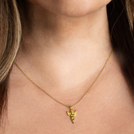 Gold Cherub Angel Diamond Wings Pendant Necklace (Available in Yellow/Rose/White Gold)