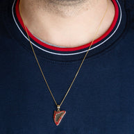 Gold Enamel Harp Music Pendant Necklace (Available in Yellow/Rose/White Gold)