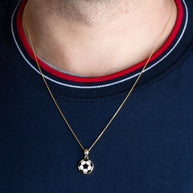 Gold Enamel Soccer Ball Necklace (Available in Yellow Gold, Rose Gold, White Gold)