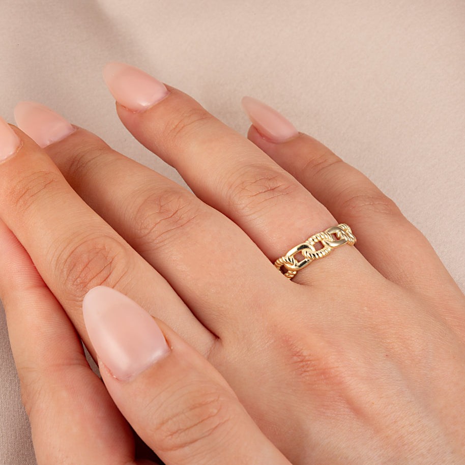 Gold Chain Link Band Ring (Available in Yellow/Rose/White Gold)