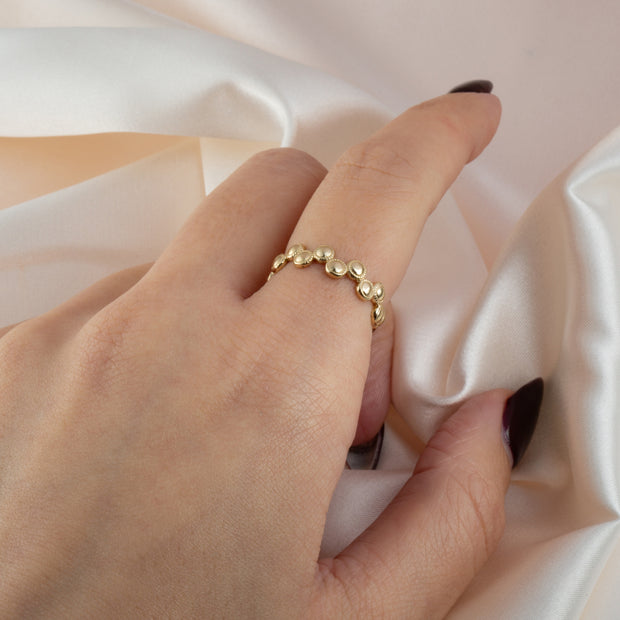Gold Beaded Circle Bubble Band Ring (Available in Yellow/Rose/White Gold)