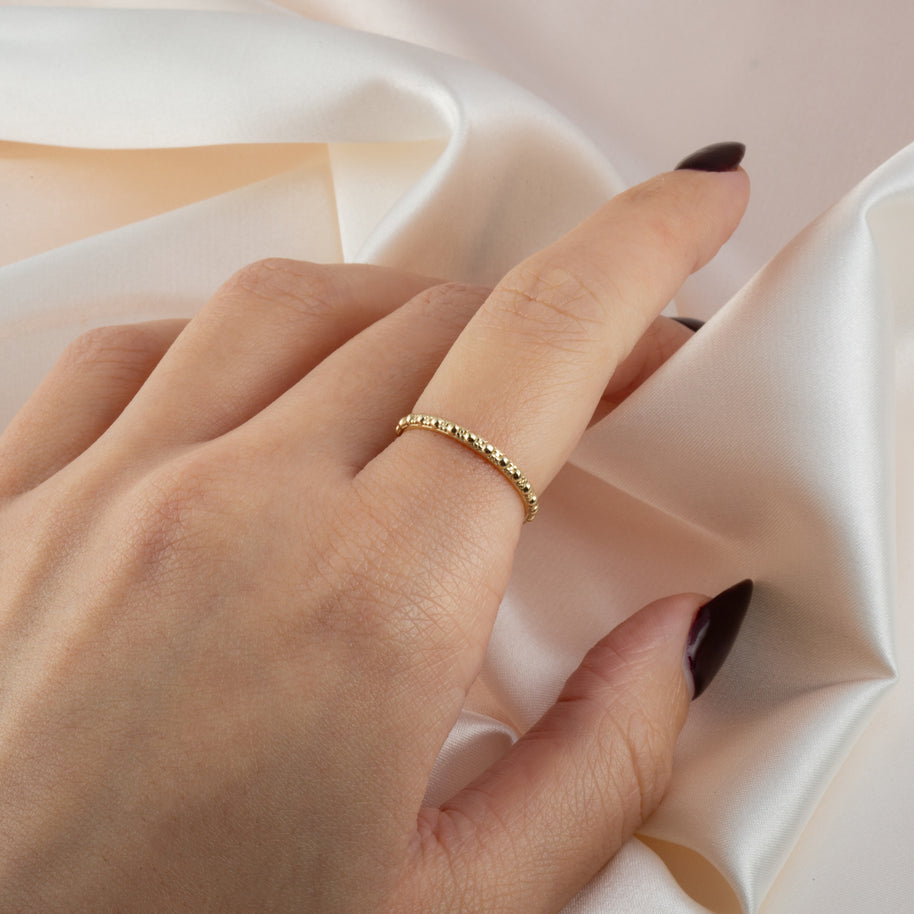 Gold Beaded Bubble Eternity Band Ring (Available in Yellow/Rose/White Gold)