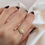 Gold Sunflower Ring (Available in Yellow/Rose/White Gold)