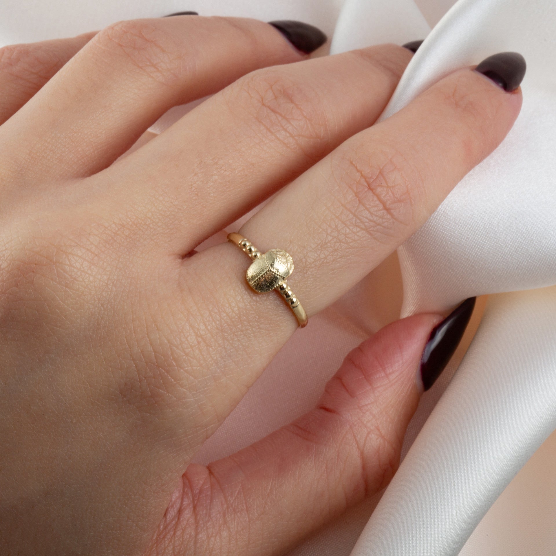 Gold Egyptian Scarab Beetle Ring (Available in Yellow/Rose/White Gold)