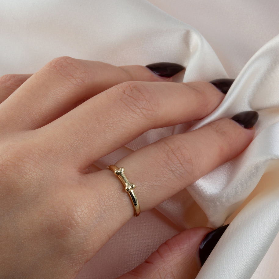 Gold Pet Dog Bone Ring (Available in Yellow/Rose/White Gold)