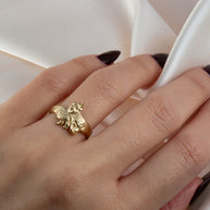 Gold Yorkshire Terrier Pet Dog Yorkie Band Ring (Available in Yellow/Rose/White Gold)