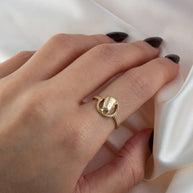 Gold Egyptian Queen Nefertiti Beaded Circle Ring (Available in Yellow/Rose/White Gold)