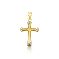 14K Two-Tone Gold Textured Cross Pendant Necklace