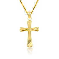 14K Two-Tone Gold Sacred Jesus Christ Cross Crucifix Pendant Necklace