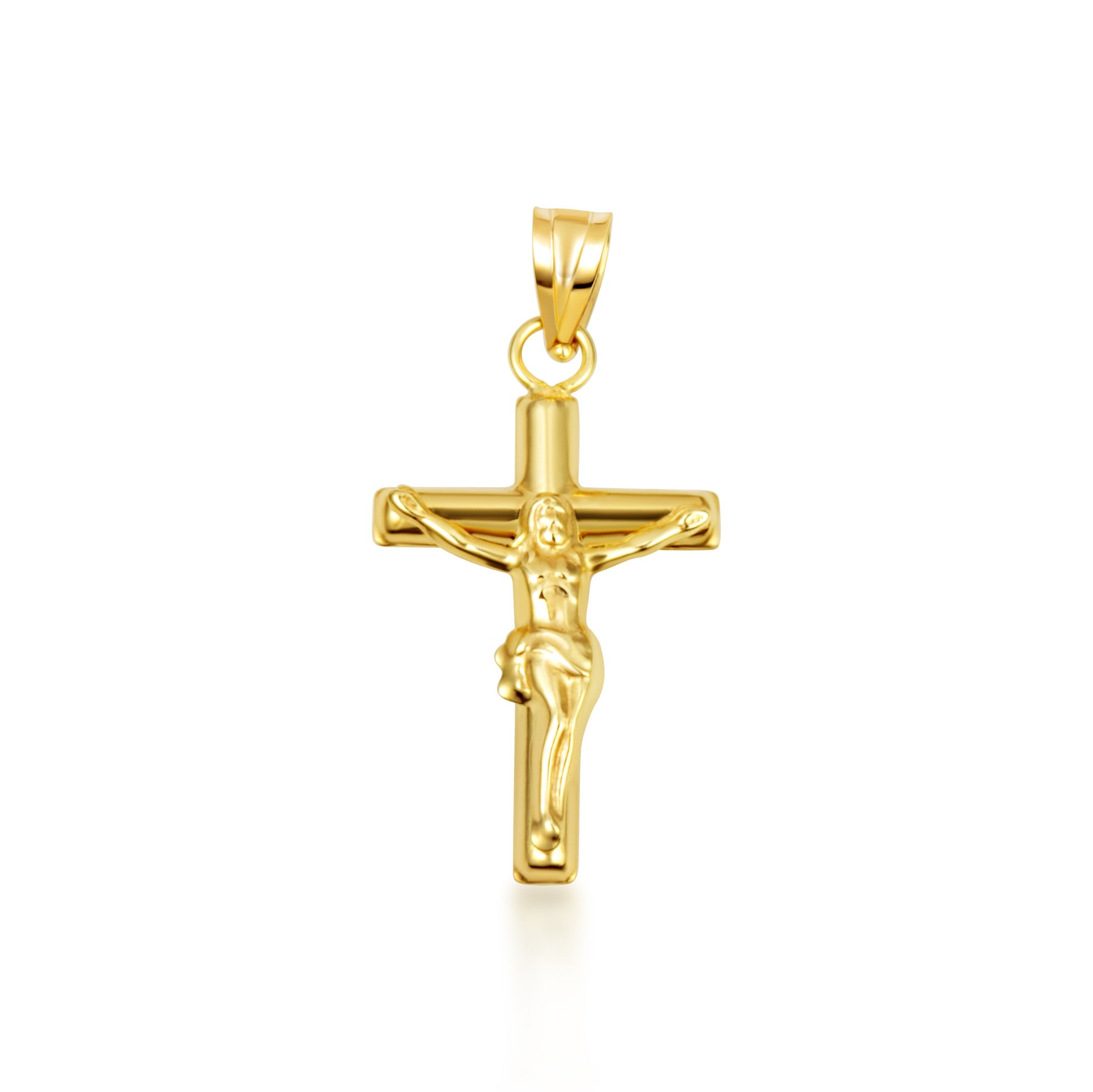 14K Gold Sacred Jesus Christ Cross Crucifix Pendant Necklace