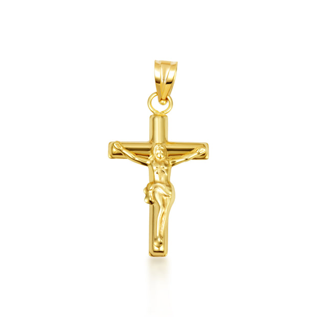 14K Gold Sacred Jesus Christ Cross Crucifix Pendant Necklace