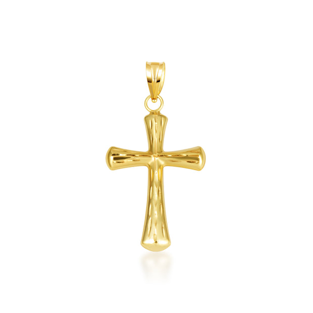 14K Yellow Gold Textured Sacred Cross Pendant Necklace