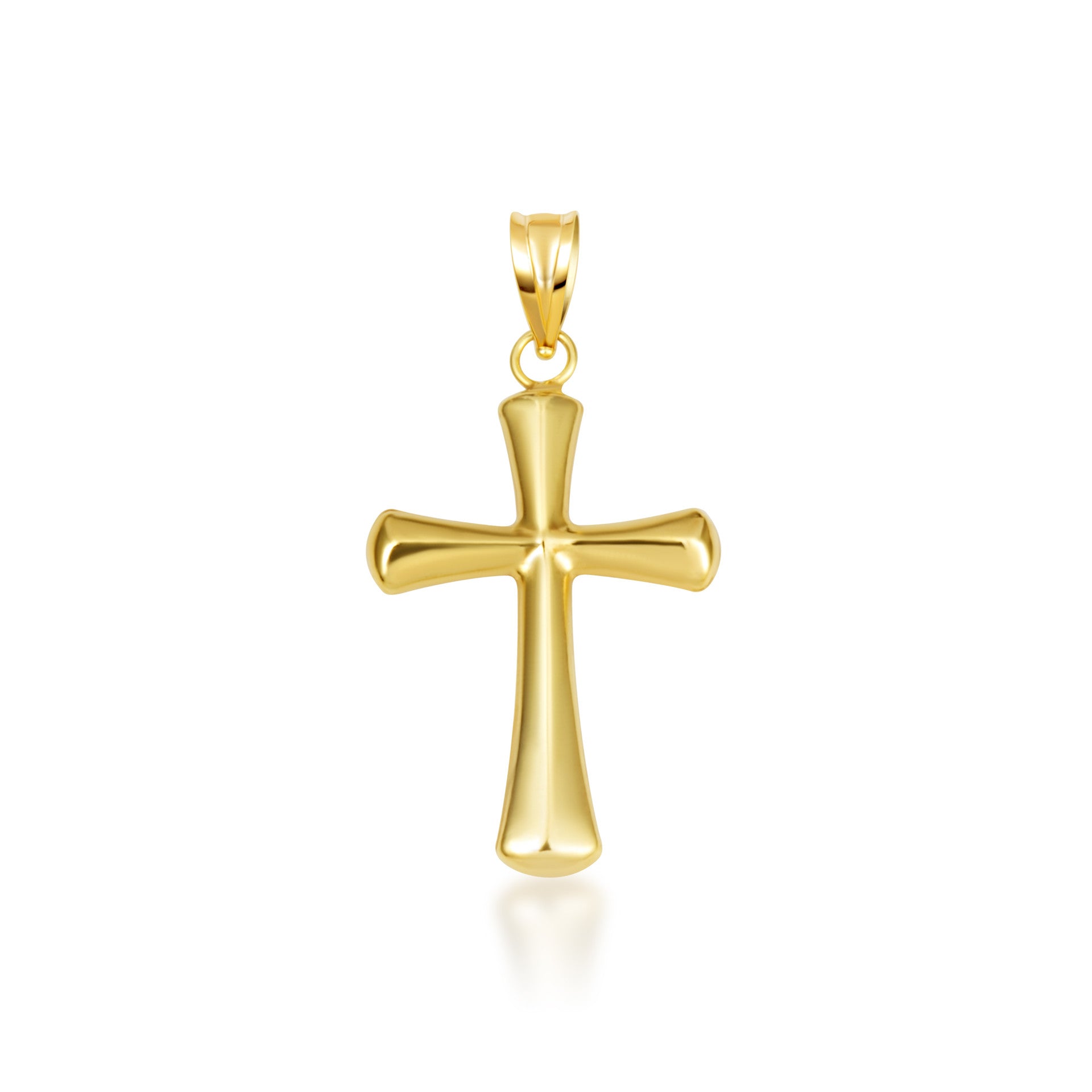 14K Yellow Gold Textured Sacred Cross Pendant Necklace