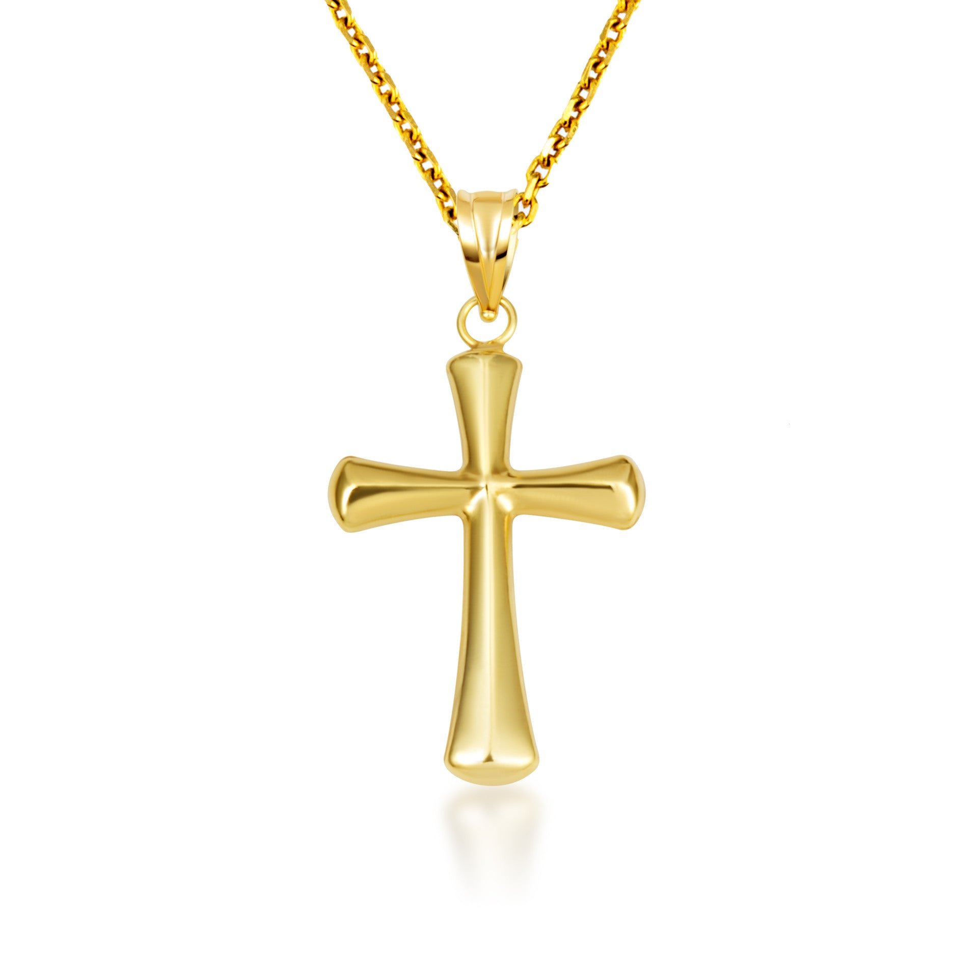 14K Yellow Gold Sacred Cross Pendant Necklace