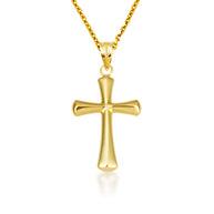 14K Yellow Gold Sacred Cross Pendant Necklace