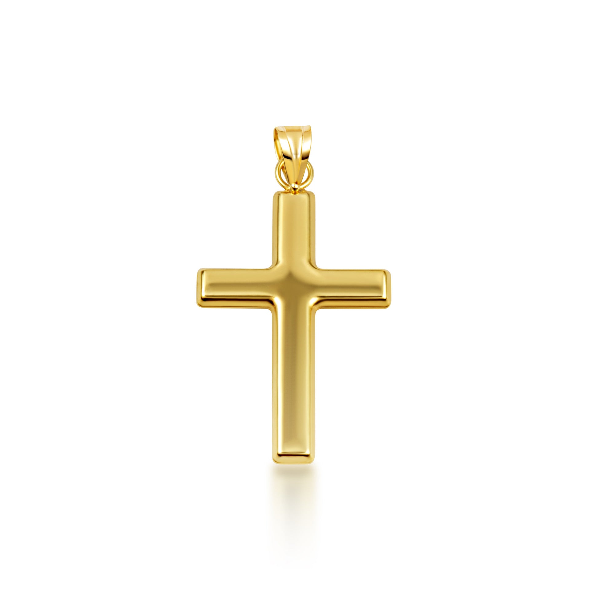 14K Yellow Gold Sacred Religious Cross Pendant Necklace