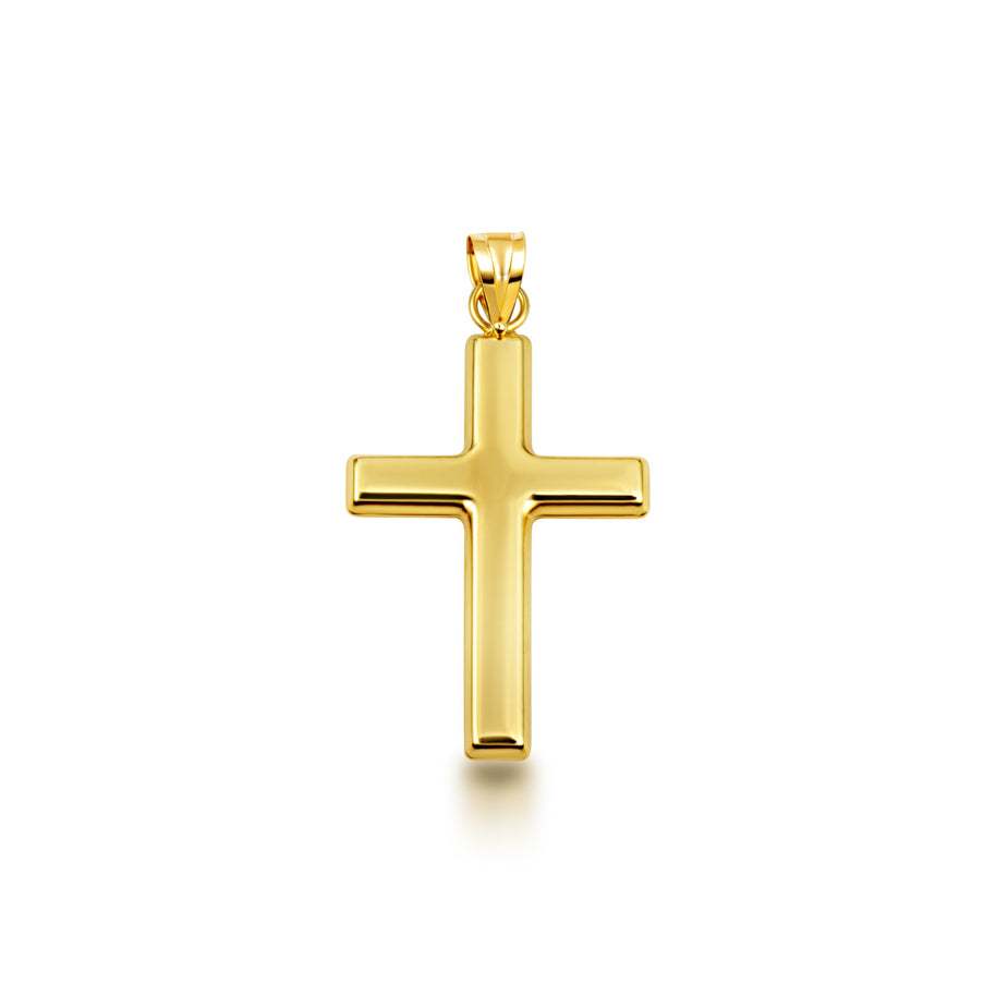 14K Yellow Gold Sacred Religious Cross Pendant Necklace