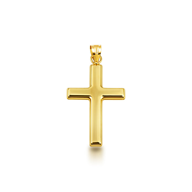 14K Yellow Gold Sacred Religious Cross Pendant Necklace