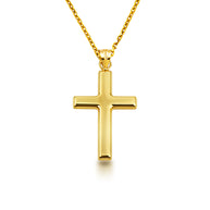 14K Yellow Gold Sacred Religious Cross Pendant Necklace