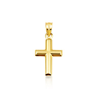 14K Yellow Gold Ribbed Cross Pendant Necklace
