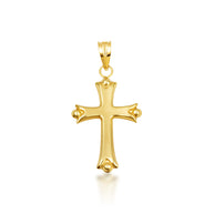 14K Tri-Color Gold Striped Cross Pendant Necklace