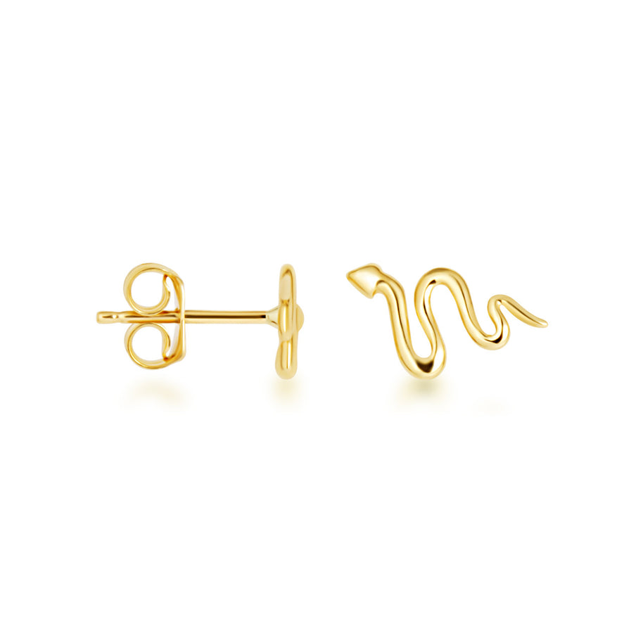 14K Gold Snake Earrings
