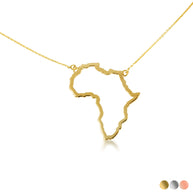 14K Gold Africa Map Pendant Necklace (Available in Yellow/Rose/White Gold)