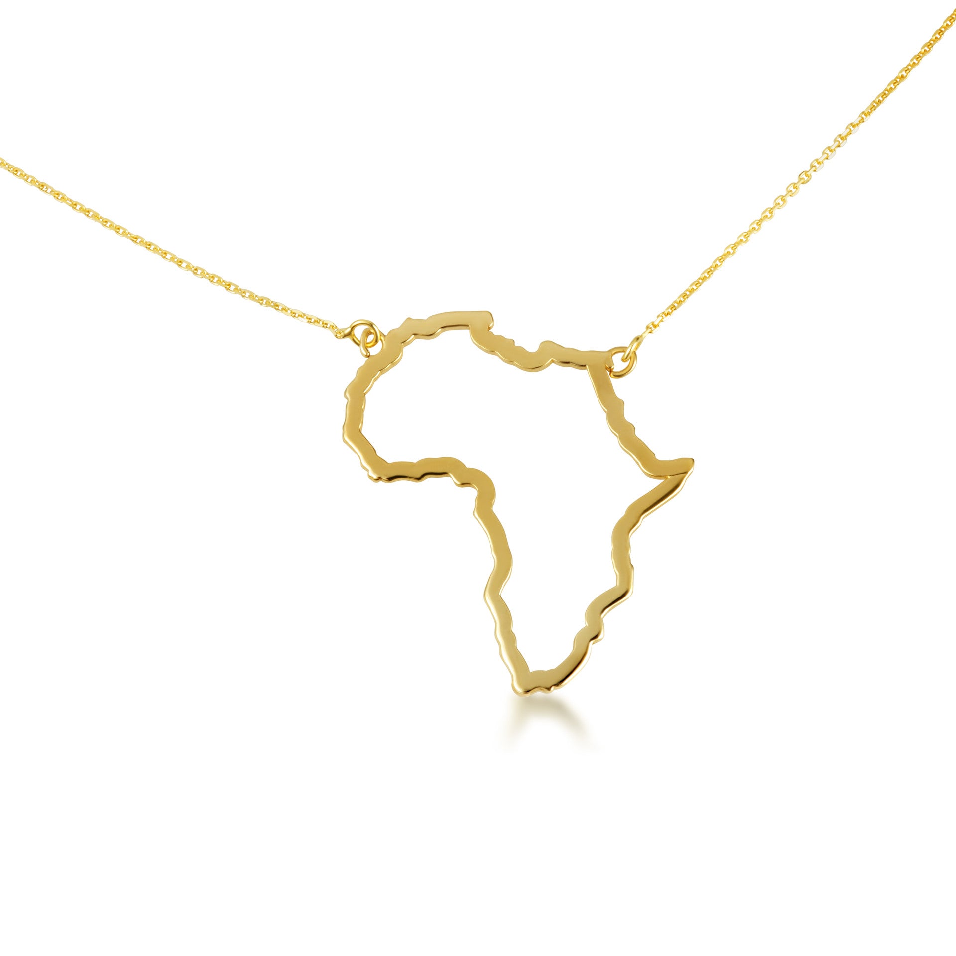 14K Gold Africa Map Pendant Necklace (Available in Yellow/Rose/White Gold)