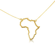 14K Gold Africa Map Pendant Necklace (Available in Yellow/Rose/White Gold)