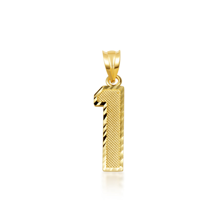 Gold Diamond Cut Custom Jersey Number Sports Pendant Necklace (Available in Yellow/Rose/White Gold)