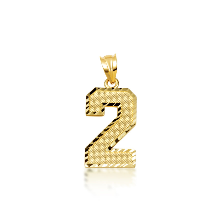Gold Diamond Cut Custom Jersey Number Sports Pendant Necklace (Available in Yellow/Rose/White Gold)