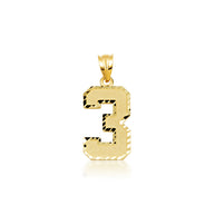 Gold Diamond Cut Custom Jersey Number Sports Pendant Necklace (Available in Yellow/Rose/White Gold)