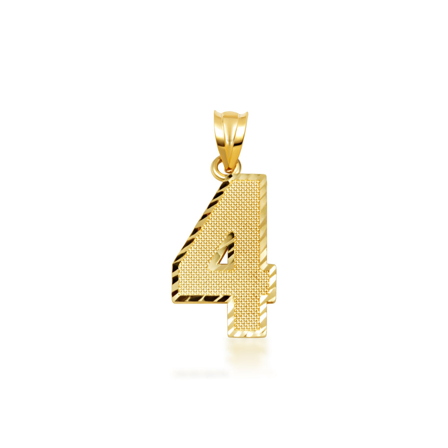 Gold Diamond Cut Custom Jersey Number Sports Pendant Necklace (Available in Yellow/Rose/White Gold)