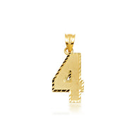 Gold Diamond Cut Custom Jersey Number Sports Pendant Necklace (Available in Yellow/Rose/White Gold)