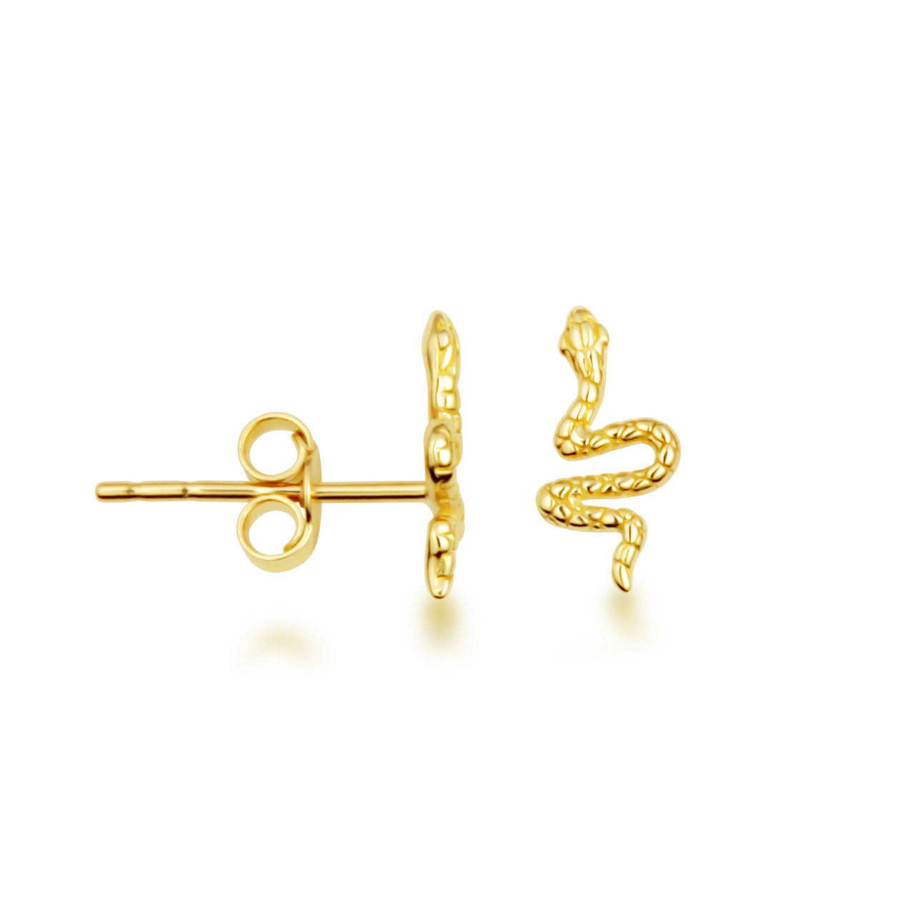 14K Yellow Gold Snake Serpent Stud Earrings