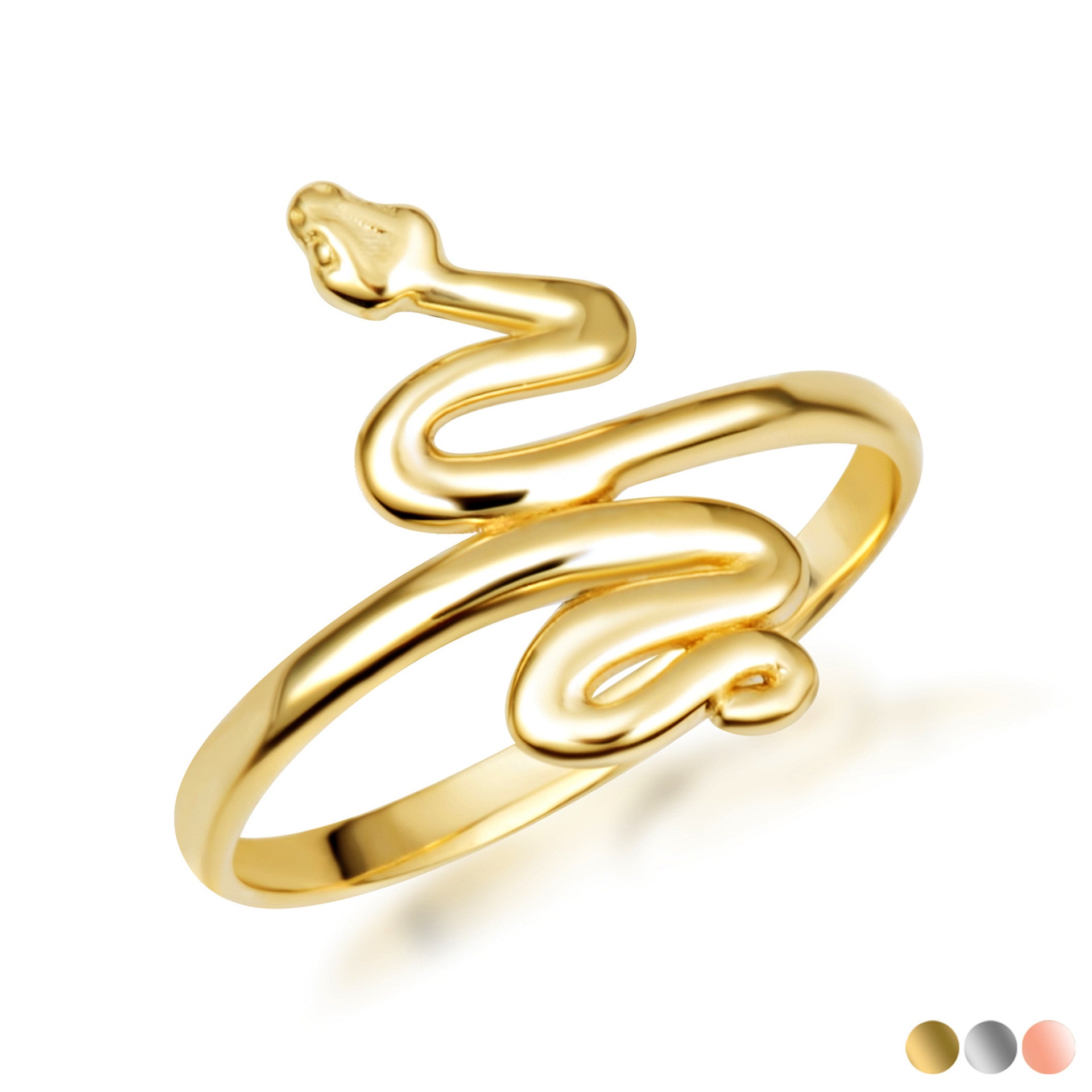 Gold Coiled Serpent Snake Band Ring (Available in Yellow/Rose/White Gold)