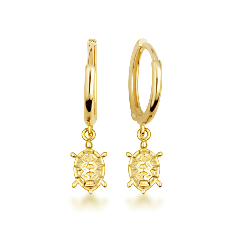 14K Gold Turtle Earrings