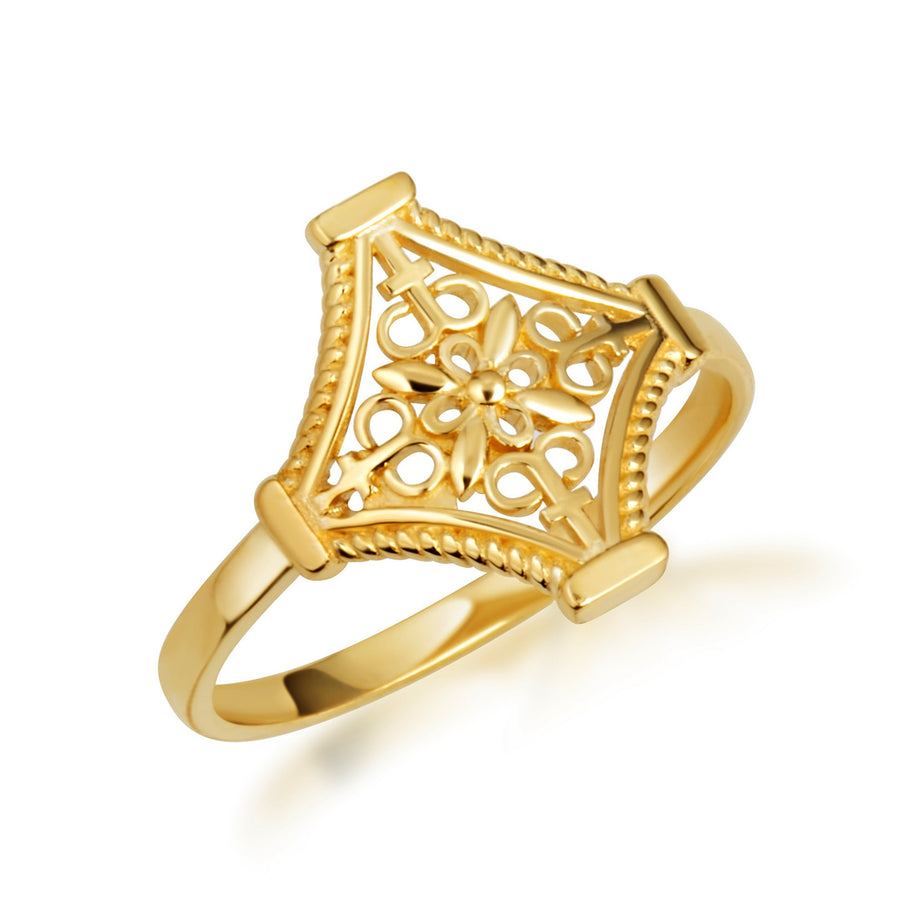 Gold Flower Filigree Statement Ring (Available in Yellow/Rose/White Gold)