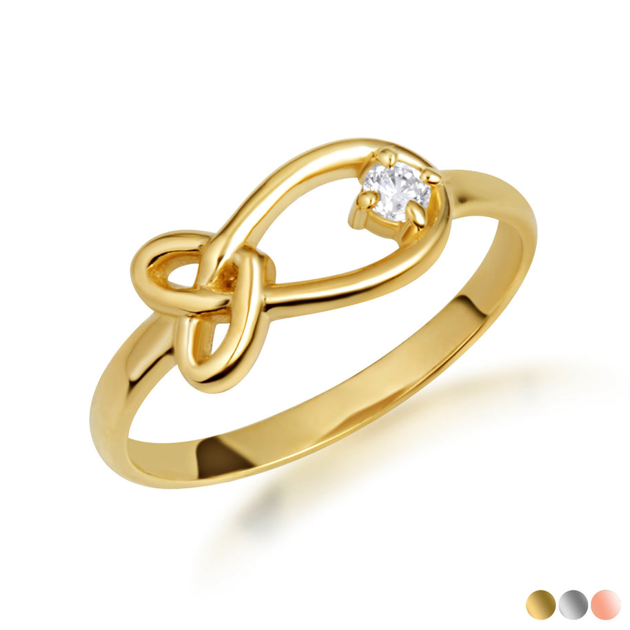 Gold Diamond Love Knot Ring (Available in Yellow/Rose/White Gold)