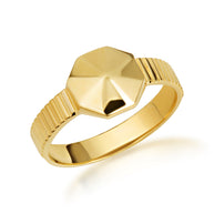 Gold Geometric Striped Band Ring (Available in Yellow/Rose/White Gold)