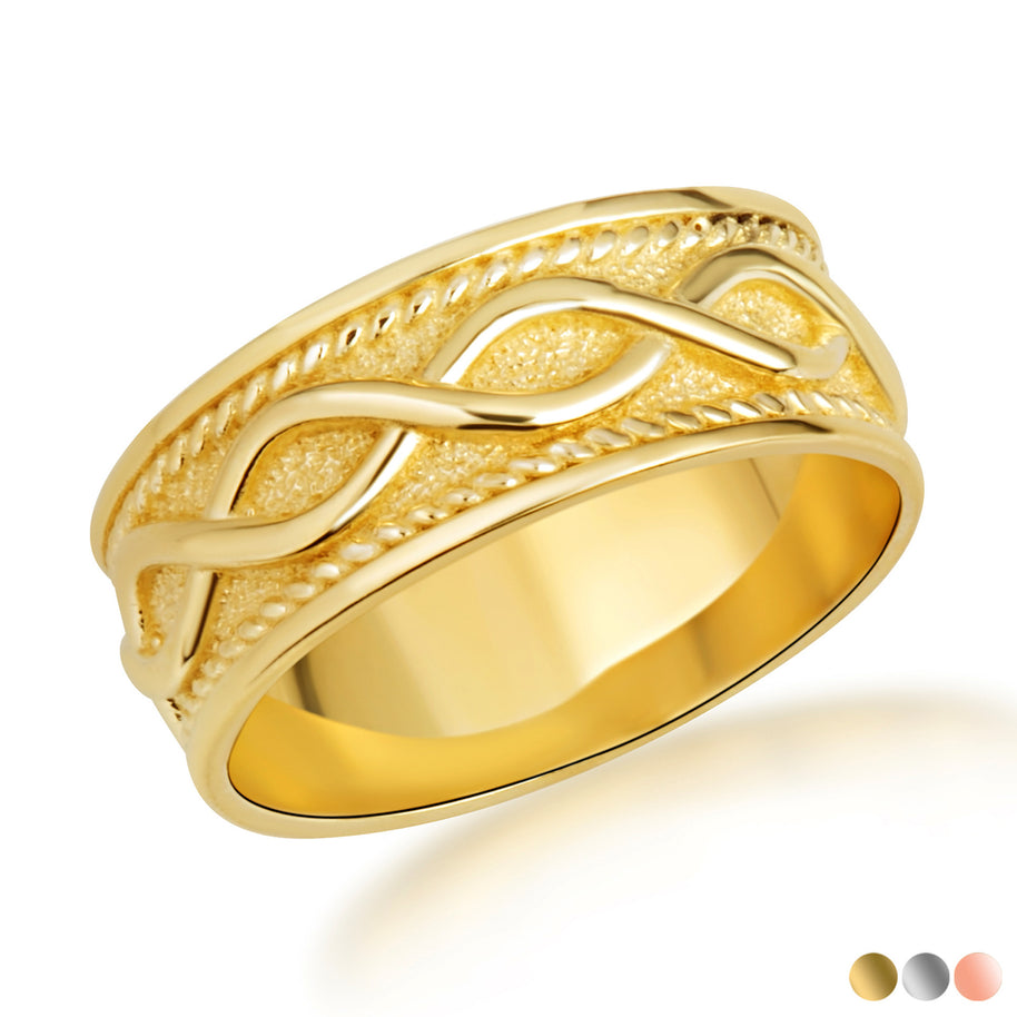 Gold Infinity Milgrain Textured Band Ring (Available in Yellow/Rose/White Gold)