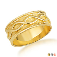 Gold Infinity Milgrain Textured Band Ring (Available in Yellow/Rose/White Gold)