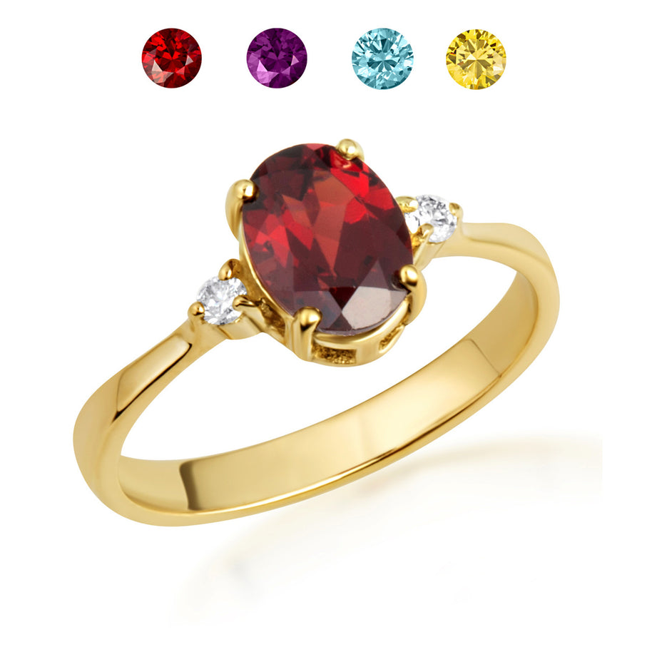 Gold Genuine Oval Gemstone Diamond Ring (Available in Yellow/Rose/White Gold)