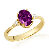 Gold Genuine Oval Gemstone Diamond Ring (Available in Yellow/Rose/White Gold)